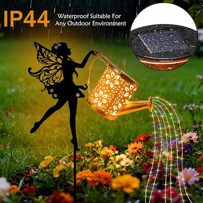 Solar Powered Fairy Water Bottle Light, Garden Decorative Iron Beautiful Fairy Flowing Water Bottle Ground Lamp, Wireless Twilight to Dawn LED Light Waterproof.