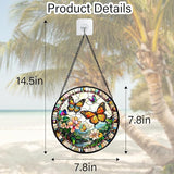 DASTOLL Stained Glass Window Hanging, Butterflies Flying in The Sky Suncatcher for Doors Home Sun Catchers Decoration and Christmas, Mother's Day Birthday Gifts for Women, Men, and Mom 7.8 in