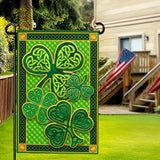 St Patricks Day Garden Flags Spring Green Shamrock Lucky Clover Holiday Yard Flag Porch Lawn Decorations 12x18 Double Sided Buffalo Plaid Saint for Farmhouse Holiday Happy St Patricks Day Outside