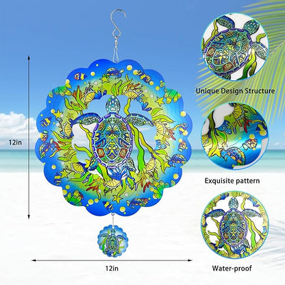 3D Wind Spinner, 12 inch 3D Kinetic Metal Garden Spinners, Rustproof Metal Garden Decor Yard Art, Wind Sculptures Ideal Gift for Homeowners & Garden Lovers