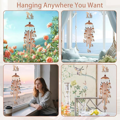 Gnome Wind Chimes for Outside, Garden Gnome Gifts for Women Men Metal Windchimes Outdoors, Sunflower Hat Design Home Garden Patio Yard Decor
