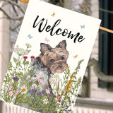 Floral Yorkie Garden Flag Spring Summer House Flags 28 x 40 Double Sided Flower Dog Yard Flags for Outside Large Outdoor Welcome Flags