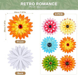Photect 6 Pcs Metal Flowers Wall Decor Hanging Outdoor Metal Daisy Wall Art Decorations Multiple Layer 3D Daisy Flowers for Garden Farmhouse, 8 Inch(Classic Color)