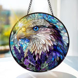Bimkole Eagle Stained Glass Suncatcher Window Hanging - Animal Indoor Window or Doorway Decoration - Handmade Sun Catcher Decor for Garden Home Christmas & Birthday Gifts 7.87x7.87 inch