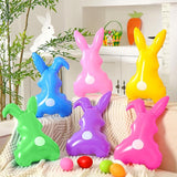 Realspring 12 Pcs Easter Bunny Inflatable Decoration 14 Inch Inflatable Bunny Blow up Decor Colorful Rabbit Hanging Ornament Giant PVC Spring Summer Yard Decorations for Indoor Outdoor Party Supplies