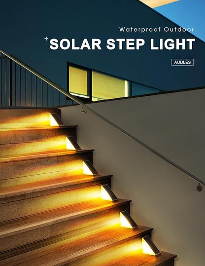 AUDLES LED Solar Step Lights Waterproof Outdoor Stair Lights, Warm White Solar Deck Lights IP67 Solar Decoration Lights for Yard, Patio, Garden, Walkways, Front Door, Pathway, Driveway, Porch 12 Pack