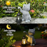 YODY Garden Statues Outdoor Garden Decor: Cat Statue with Solar Lantern for Yard Art Lawn Ornaments Porch Patio Balcony Home House - Birthday Gifts for Grandma Mom Women