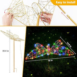Lomotech Solar Garden Lights - 18" 240 Leds Foldable Outdoor Butterfly Garden Decor, Waterproof Larger Outdoor Solar Lights with Iron for Garden Patio Yard Lawn Pathway Decorations (Multicolor)