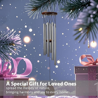 Wind Chimes for Outside Clearance,Aluminum Memorial Windchime Outdoor Suitable for Loss of Loved One Patio Decor Indoor Porch Balcony Garden Decor(Silver)