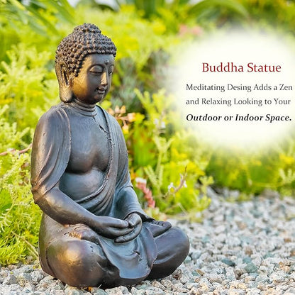 15" Buddha Statue Outdoor, Buddha Statues for Home Decor Indoor, Zen Decor Buda Garden Statues for Yard, Patio Gift