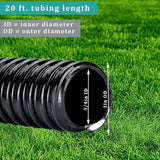 Pond Tubing ID 3/4” × 50ft Black Corrugated Flexible Reinforced Waterfall Pond Tube Sump Pump Hose, Non-toxic & Kinkproof (50 ft, 3/4" ID)