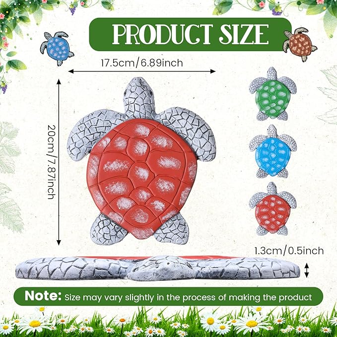 Yalikop 3 Pcs Turtle Stepping Stones Resin 7-10inch Decorative Stepping Stone Turtle Outdoor Garden Decorations for Garden Patio Walkway Sculpture Yard Art