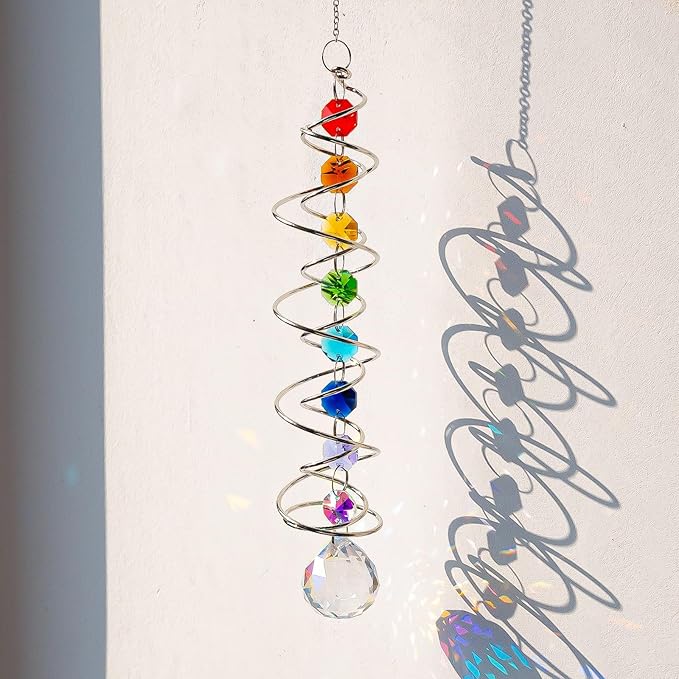Garden Decor Crystal Suncatcher Wind Spinners Outdoor with Gazing Ball Sun Catchers Indoor Window Hanging Decor Yard Outdoor Home Ornaments Birthday for Women Men Rainbow Maker