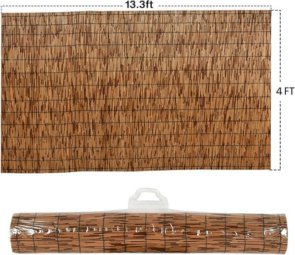 DearHouse Natural Reed Fencing, Eco-Friendly Reed Fence, 4 feet High x 13.3 feet Long, Reed Screen for Garden, Privacy Fence