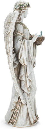 Joseph's Studio by Roman 24-Inch Angel Holding Bird's Nest Statue – Outdoor Garden Decor, Religious Angel Figurine for Yard, Memorial, or Cemetery