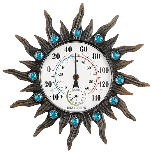 Indoor Outdoor Thermometer, Hummingbird Wall-Mounted Outdoor Thermometers Waterproof Decorative for Patio, Garden, Yard, Room, Large Number Easy to Read No Batteries Required
