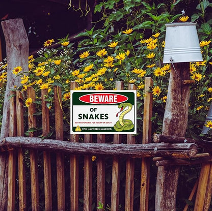 Funny Beware of Dog Sign Private Property No Trespassing Warning Signs, Beware of Snakes, Yard Sign Garage Farm Garden Wall Decor Sign Plaque Outdoor for Home Fence 8 X 12 Inches