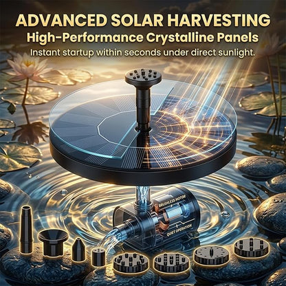 Solar Fountain for Bird Bath: Floating Mini Solar Water Fountain with 6 Nozzles for Garden, Pond, Pool, and Outdoor (3, 6.3")