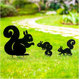 Squirrel Metal Garden Stakes Decorative Squirrel Gifts for Women/Men,Black Silhouette Statues for Yard Art,Outdoor Decor,Outside,Patio,Lawn Ornaments,Garden Decorations