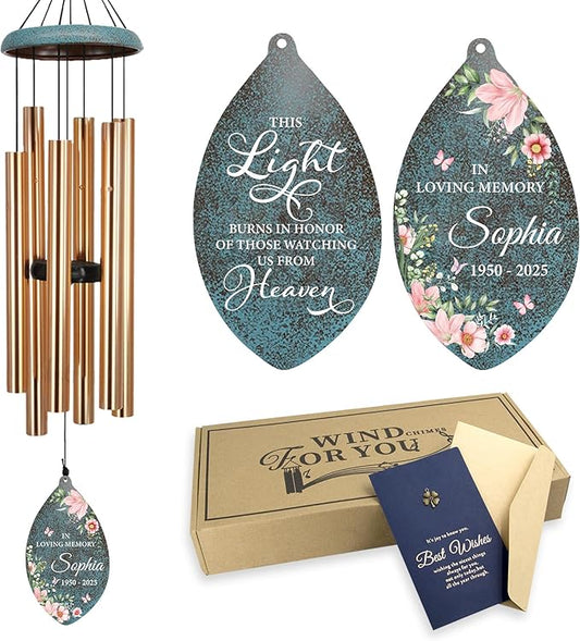 ASTARIN Wind Chimes for Loss of Loved One, Personalized Sympathy Wind Chime for Women, Windchimes Outdoors Deep Tones, Remembrance/Sympathy Gifts Loss of Mother(Produced in USA)