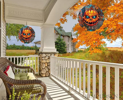 Halloween Scary Pumpkin Wind Spinner,12in Stainless Steel Hanging Wind Spinners Outdoor Yard Patio Garden Decorations
