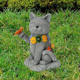 Oneirion Solar Cat Garden Statue - 7 LED Lights with Flowers & Butterfly Yard Art, Lawn Porch Outdoor Decor, Gift for Mom, Grandma & Women