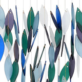 Blue Handworks Deluxe Pacific Waterfall Glass & Driftwood Chime, Sandblasted Glass and Found Wood Handcrafted Wind Chime