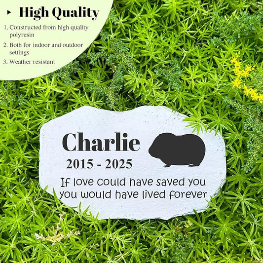 Personalized Pet Memorial Stone - Guinea Pig Headstone -Hamster Tombstone - Garden Stepping Stone Customized - Loss Gift for Hamster - Garden Cemetery Decorations