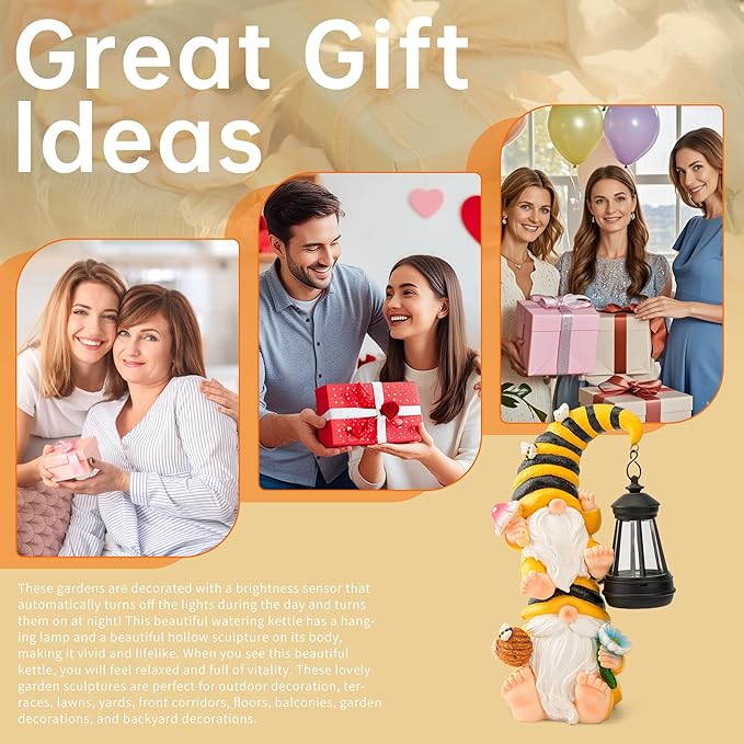 Garden Gnomes Outdoor Decor with Solar Led Lantern Gnomes Decorations for Yard,Patio,Lawn,Gnome Gifts for Women,Mom