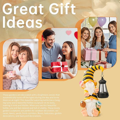 Garden Gnomes Outdoor Decor with Solar Led Lantern Gnomes Decorations for Yard,Patio,Lawn,Gnome Gifts for Women,Mom