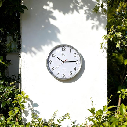 Clockswise 12" Waterproof Aluminum Wall Clock Battery Operated Precision Quartz Movement Weather Resistant Metal Frame for Indoor Outdoor Bathroom Kitchen Patio Garden Living Room Office & Home Décor
