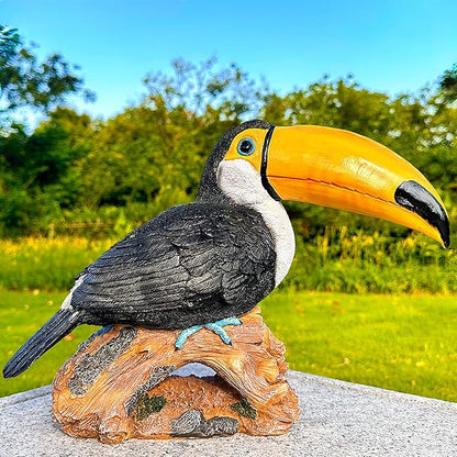 Teaeeno Garden Toucan Statue Decor Outdoor, Toucan Bird Outdoor Tiki, Resin Toucans Outdoor Tropical Decor Bird Sculptures for Patio Lawn Yard Home Decoration, Tropical Garden Decor