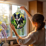 8″ Stained Glass Window Hanging Ornament, Border Collie Stained Glass Suncatcher Ornament, Sun-Catcher Window Decor | Gifts for Dog Lovers, Dog Lover Gift, Pet Lover Gift