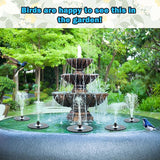 Yzert Solar Water Founatin White Flower Glass - No Battery, 3.5W Solar Fountain Pump for Bird Bath with 4 Fixed Rods&7 Nozzles, Bird Bath Fountains Solar Power for Garden, Outdoor, Pond,Pool