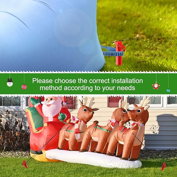 Plastic Inflatable Stakes Set for Halloween Christmas Holiday Inflatables Garden Decorations, Include 12PCS Inflatable Tent Stakes, 12Pcs of Hooks, and 65.5 FT Rope