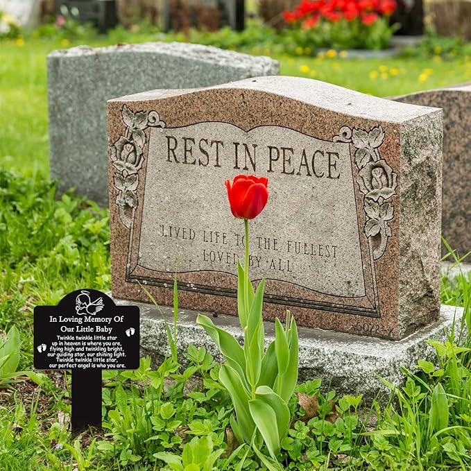 Roowest Cemetery Grave Decorations Acrylic Memorial Stakes Grave Stake Markers Sympathy Garden Plaque Waterproof Remembrance Sympathy Gift for Cemetery Graveside Outdoors Yard(Baby)