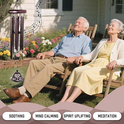 60th Wedding Anniversary Wind Chimes Gifts, Happy 60th Anniversary Decorations Gift for Parents Couple Husband Wife, Romantic 60 Year Anniversary's Keepsake Ideas Wind Chimes for Outside 32"