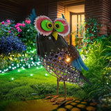 MUMTOP Solar Lanterns Outdoor Waterproof - Colorful Metal Owl Solar Lights Decorative, Hollow Out Owl Light Tabletop Lantern Lamp Ornaments for Yard Patio Garden Outside Decorations