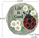 Spoontiques - Garden Décor -Life is Good Ladybug Stepping Stone - Decorative Stone for Garden