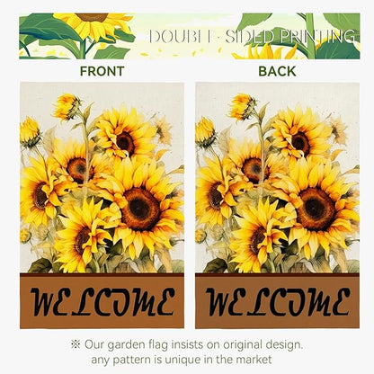 Summer Sunflower Garden Flag for Outside 12x18 Inch Double Sided Welcome Farmhouse Outdoor Vertical Seasonal Yard Flags Floral Holiday Party Yard Outdoor Decoration
