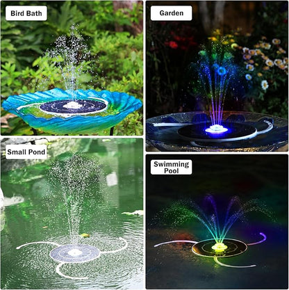 AISITIN Solar Fountain with Lights & 3000mAh Battery, 5.5W Solar Powered Water Pump with 8 Nozzles, 2026 Upgraded LED Solar Fountain Pump for Bird Bath, Garden, Pond, Patio, Fish Tank, Outdoor