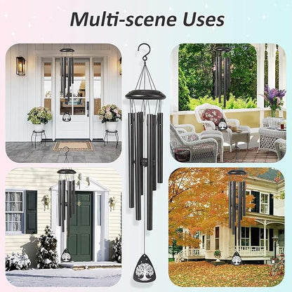 Gifts for Dad, 25''Wind Chimes Black, Dad Birthday Gifts from Daughter Son, Father's Day, Thanksgiving, for Dads，Father Gift Ideas for Dads Birthday Decorations
