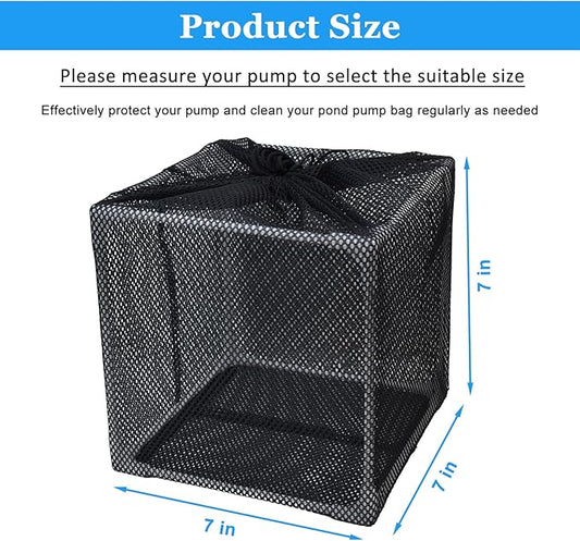 Pond Pump Filter, 7 Inch Anti-Clogging Pond Filter Bag Mesh Water Pump Barrier Bag Outdoor Pond Pump Filter Box Basket