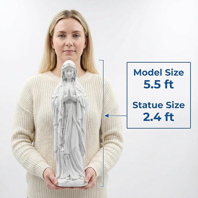 Virgin Mary Praying Statue 29.3 Inch Tall Religious Magnesium Oxide Stone Decorations Statue Outdoor Garden Clearance for Home Lawn Yard Patio Hallway Decor Sculpture