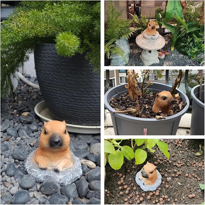 Groundhog Garden Statue 5.2 Inch - Outdoor Lawn Decor Animal Figurine for Yard Patio Flower Bed, Weather Resistant Resin Sculpture, Spring Gardening Gift