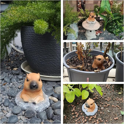 Groundhog Garden Statue 5.2 Inch - Outdoor Lawn Decor Animal Figurine for Yard Patio Flower Bed, Weather Resistant Resin Sculpture, Spring Gardening Gift