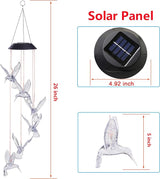 Solar Hummingbird Wind Chimes Outdoor-Waterproof Solar Powered LED Changing Light Color Hummingbirds Mobile Romantic Wind Chime for Mom Gifts, Home,Party,Festival,Night Garden Decoration(Blackboard)