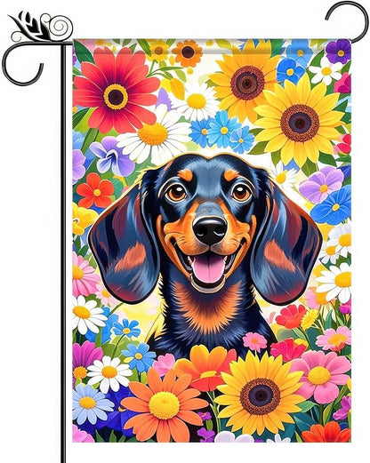 BlissYard Spring Garden Flag 12x18 Double Sided Dachshund Sunflower Seasonal Small Flags For Outside Outdoor Decor Yard Farmhouse Holiday Spring Summer Decorations Yard Flags