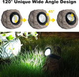 Candieslife Solar Garden Rock Lights Outdoor - IP65 LED Waterproof Solar Spotlight, Solar Powered Landscape Lights Decorative Garden Stone Light for Pathway, Walkway, Yard, Patio (4 Pack)