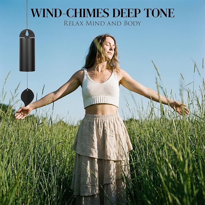 Wind Chimes for Outside Deep Tone - Large Iron Wind Bells with Leaf Wind Catcher, Resonant Sound Metal Windchime for Zen Garden, Patio, Yoga Meditation & Rustic Home Decor
